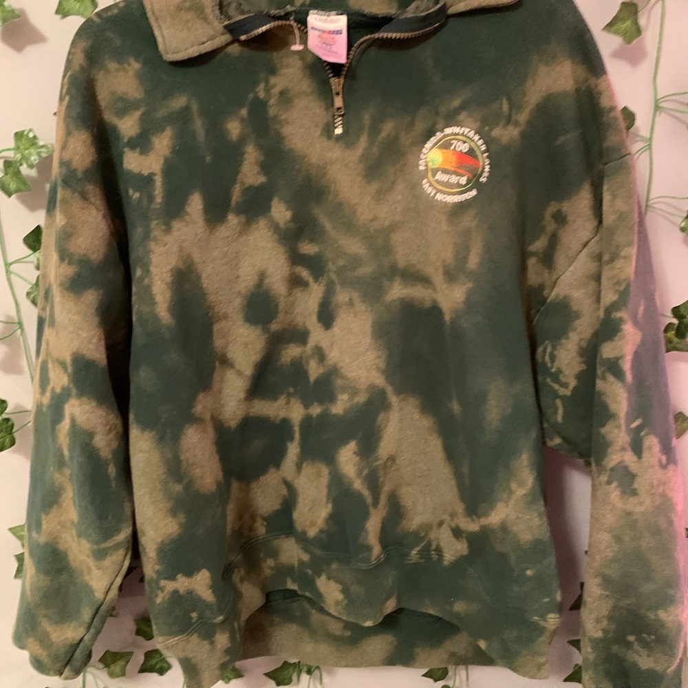Quarter zip bleach dye vintage sweatshirt